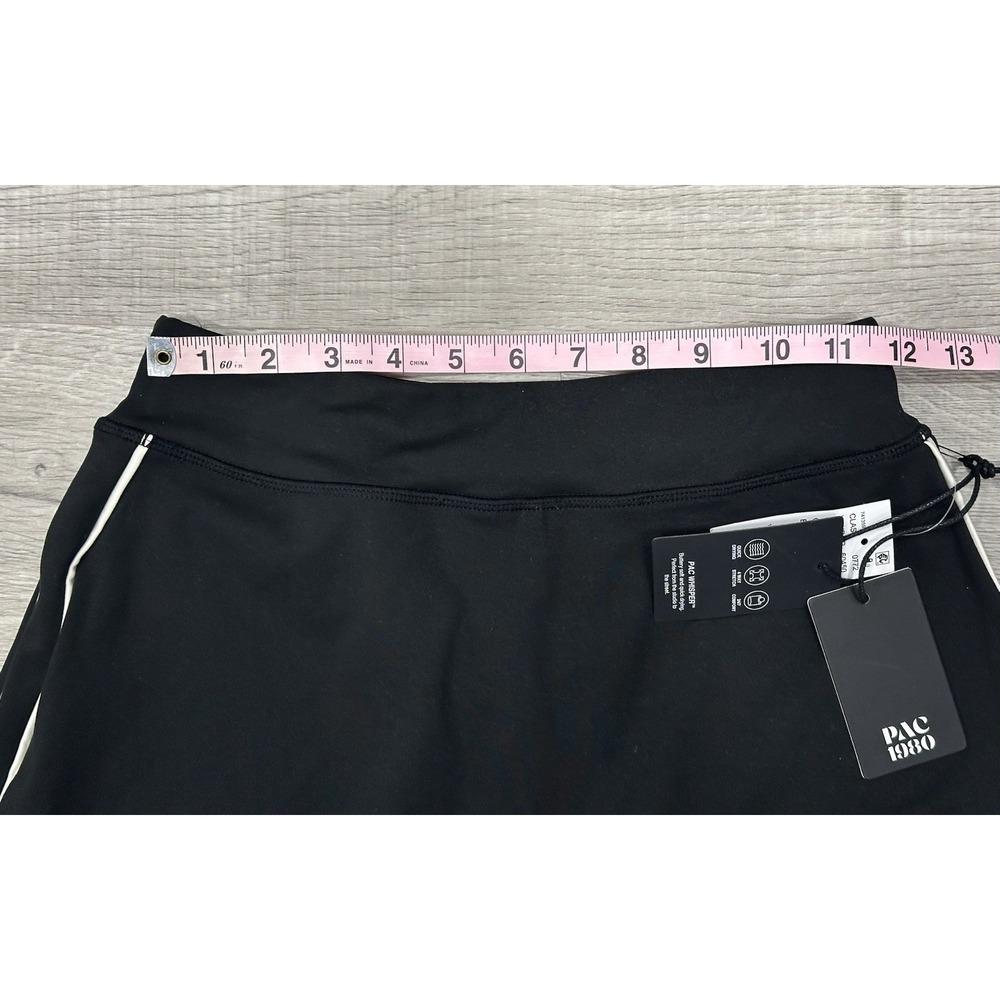 PAC 1980 WHISPER Athletic Black Skort Small Soft White Stripe Retro Style NEW - Picture 2 of 8